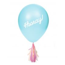 8 latex ballonnen met stickers en franjes - Thema: Koopjes carnavalskleding - Gekleurd - Maat Uniek Formaat
