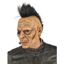Latex punk masker met hanenkam voor volwassenen - Thema: Magie en Horror - Oranje - Maat Uniek Formaat