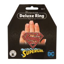 Supergirl ring met strass - Thema: Bekende personages - Maat Uniek Formaat