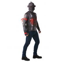 Black Knight Fortnite t-shirt en helm voor volwassenen - Thema: Bekende personages - Zilver / Grijs - Maat Large
