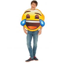 Tranen van het lachen Emoji kostuum voor volwassenen - Thema: Humoristisch - Geel - Maat One Size
