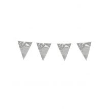 Slinger met zilverkleurige mini vlaggetjes - Thema: Sfeer decoratie - Zilver / Grijs - Maat Uniek Formaat