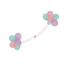 Pastelkleurige Happy Birthday slinger met ballonnen - Gekleurd - Maat One Size
