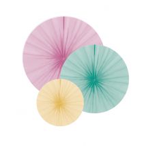 3 rozetten van pastelpapier - Thema: Kleuren - Multicolore - Maat One Size