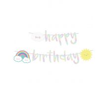Happy Birthday Slinger kleine iriserende wolk 180 cm van karton - Multicolore - Maat One Size