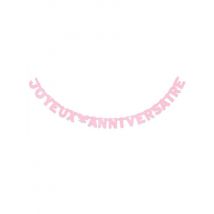 Roze Joyeux Anniversaire verjaardagsslinger - Roze - Maat Uniek Formaat
