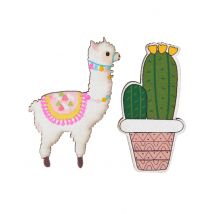 18 houten lama en cactus decoraties - Thema: Dieren - Gekleurd - Maat One Size