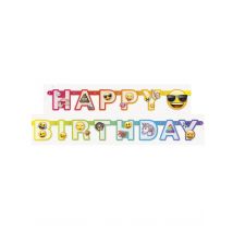 Kartonnen happy birthday Emoji Rainbow banner - Thema: Alle licenties - Gekleurd - Maat Uniek Formaat