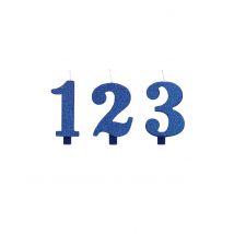 Blauwe glitter cijfer verjaardagskaars - Thema: Sfeer decoratie - Blauw