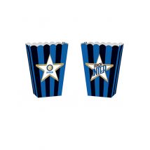 4 kartonnen Inter popcorn bakjes - Thema: Nationaliteit en Supporters - Blauw - Maat Uniek Formaat