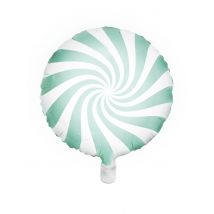 Muntkleurige en witte aluminium lolly ballon - Thema: Sfeer decoratie - Groen - Maat Uniek Formaat