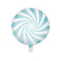 Turquoise en witte aluminium lolly ballon - Thema: Sfeer decoratie - Blauw - Maat Uniek Formaat