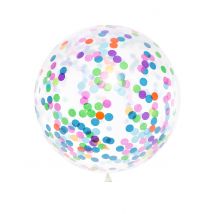 Enorme doorzichtige latex confetti ballon - Thema: Sfeer decoratie - Gekleurd - Maat Uniek Formaat