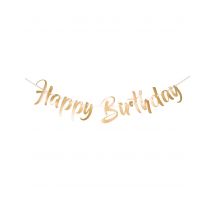 Luxe goudkleurige happy birthday verjaardagsslinger - Goud - Maat Uniek Formaat