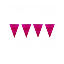 Roze metallic vlaggenslinger - Roze - Maat Uniek Formaat