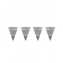 Metallic zilverkleurige vlaggenslinger - Zilver / Grijs - Maat Uniek Formaat