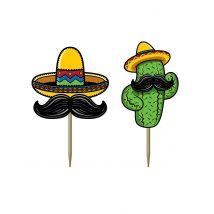 50 kartonnen Mexican Fiesta prikkers - Thema: Werelddelen - Gekleurd - Maat Uniek Formaat