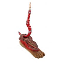 Bloederige voet aan haak hangdecoratie - Thema: Magie en Horror - Rood - Maat One Size