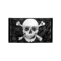 Piraten Jolly Roger Vlag 90 x 150 cm - Thema: Sfeer decoratie - Zwart - Maat Uniek Formaat
