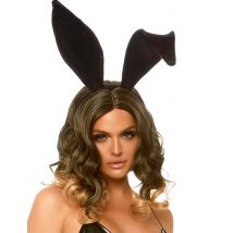 Luxe zwarte konijnenoren haarband voor volwassenen - Thema: Dieren - Zwart - Maat Uniek Formaat
