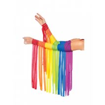 Regenboog armstukken met franjes voor volwassenen - Thema: Carnaval accessoire - Gekleurd - Maat One Size