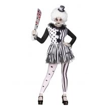 Wit en zwart killer clown kostuum voor dames - Thema: Circus/ Clowns - Zwart - Maat S / M