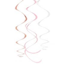 12 Roségouden kunststof spiraalophangingen 56 cm - Roze - Maat Uniek Formaat