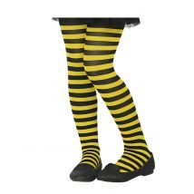 Zwart en geel gestreepte panty voor kinderen - Thema: Dieren - Geel - Maat Uniek Formaat