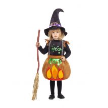 Kleine kookpot heks kostuum voor meisjes - Thema: Magie en Horror - Gekleurd - Maat 3 - 4 jaar