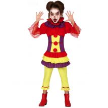 Veelkleurige evil clown outfit voor meisjes - Thema: Circus/ Clowns - Gekleurd - Maat 122/134 (7-9 jaar)