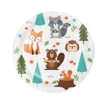 8 Kleine Kartonnen Borden Bosdieren 18 cm voor Verjaardag - Thema: Dieren - Multicolore - Maat Uniek Formaat