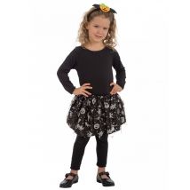 Zwarte en zilverkleurige Halloween tutu voor meisjes - Thema: Magie en Horror - Zilver / Grijs - Maat One Size (3-6 jaar)
