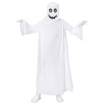 Wit lachend spook kostuum voor kinderen - Thema: Magie en Horror - Grijs, Wit - Maat 128 (5-7 jaar)