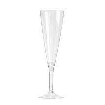 10 Champagnefluiten met kristallen voet 150 ml - Thema: Chic et choc - Grijs, Wit - Maat Uniek Formaat