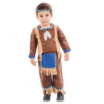 Bruin met blauw indianen kostuum voor baby's - Thema: Indiaan - Bruin - Maat 6 - 9 maanden (67-69 cm)