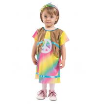 Baby hippie jurk vermomming - Thema: Jaren 60/70 - Multicolore - Maat 1 - 2 jaar (80-91 cm)