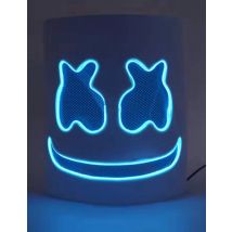 Marshmallow blauw LED masker voor volwassenen - Thema: Fluo en fosfo - Grijs, Wit - Maat Uniek Formaat