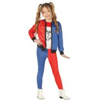 Rood en blauw harlekijn kostuum voor meisjes - Thema: Bekende personages - Maat 140/146 (10-12 jaar)