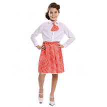 Rode pin-up rok met stropdas voor meisjes - Thema: Jaren 40/50 - Rood - Maat 2 - 4 jaar (92/104)