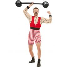 Vermomming getatoeëerde sterke man volwassenen - Thema: Sport - Rood - Maat M