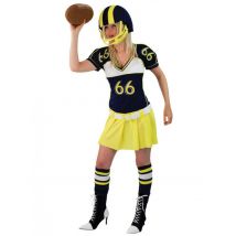 Geel American football-spelerkostuum voor dames - Thema: Werelddelen - Multicolore - Maat Medium