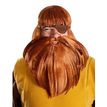 Halvar Vic the Viking herenpruik en baard - Thema: Bekende personages - Bruin - Maat Uniek Formaat