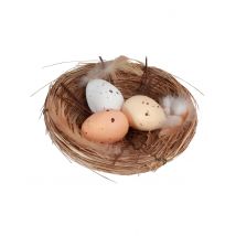 Natuurlijk nest met 3 eieren 12 cm - Thema: Dieren - Bruin - Maat Uniek Formaat