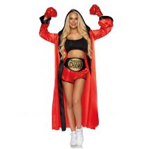 Luxe rode boxer vermomming voor vrouwen - Thema: Luxe - Rood - Maat S/M