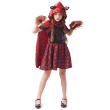 Roodkapje wolven kostuum voor meisjes - Thema: Sprookjes - Rood - Maat S 110/122 (4-6 jaar)