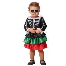 Dia de los muertos baby meisje skelet vermomming - Thema: Halloween - Multicolore - Maat 6-12 maanden (74 cm)