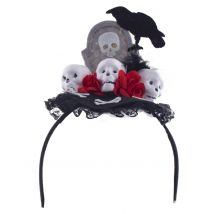 Kraai hoofdband Dia de los muertos vrouw - Thema: Magie en Horror - Zwart - Maat Uniek Formaat