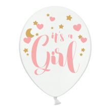 6 roze "It's a Girl" ballonnen 30 cm voor babyborrel - Roze - Maat Uniek Formaat