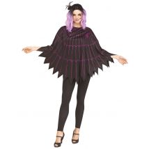 Paarse spinnenweb poncho voor dames - Thema: Spinnen + pompoenen - Paars - Maat One size
