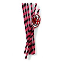 12 AC Milan rietjes 19,5 cm - Thema: Supporters - Rood - Maat Uniek Formaat